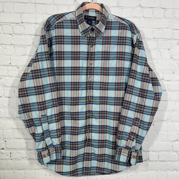 Brooks Brothers Tops - Brooks Brothers Shirt Mens Size L Blue Plaid Long Sleeve Woven in Italy Cotton